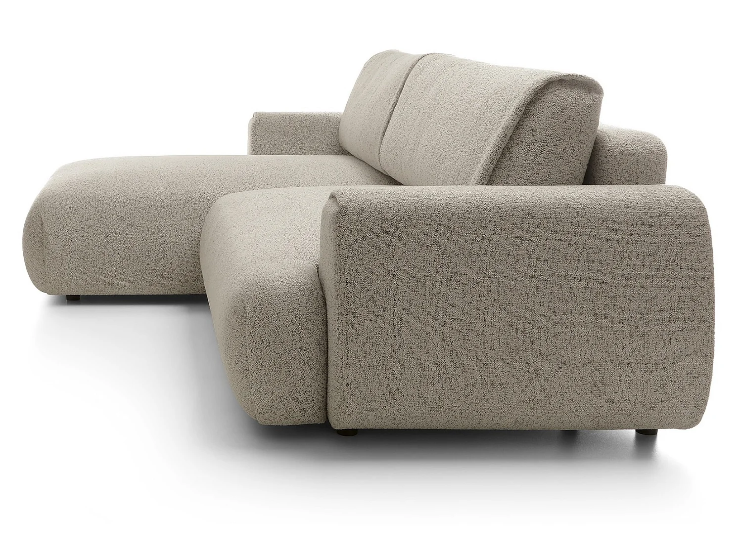 Hoekbank met opbergruimte 270 cm Ralto, moderne stijl, slaapfunctie, 5-zits, links, Beige