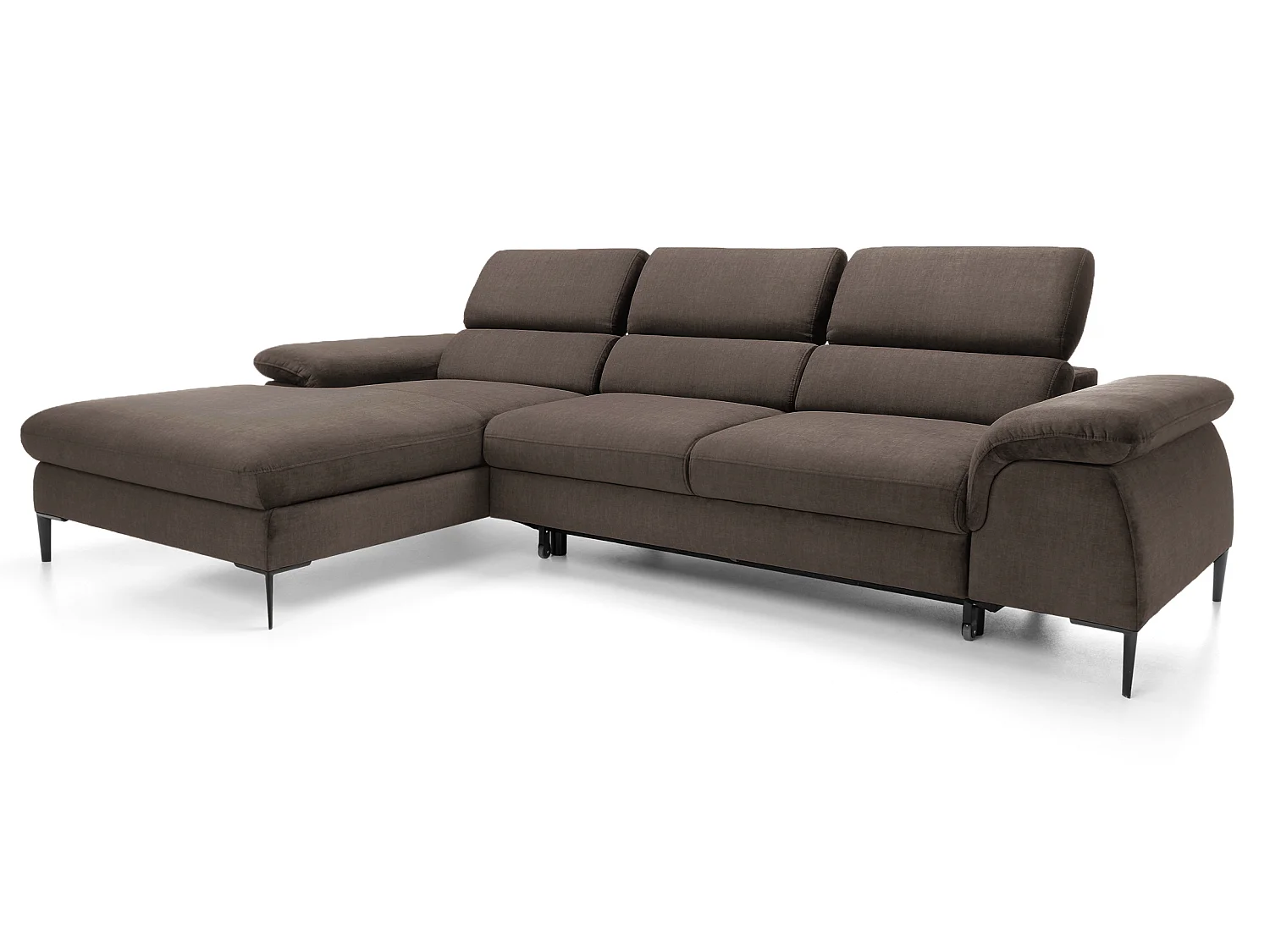 Hoekbank 290 cm Amaro M, verstelbare hoofdsteunen, slaapfunctie en opbergruimte, links, Bruin