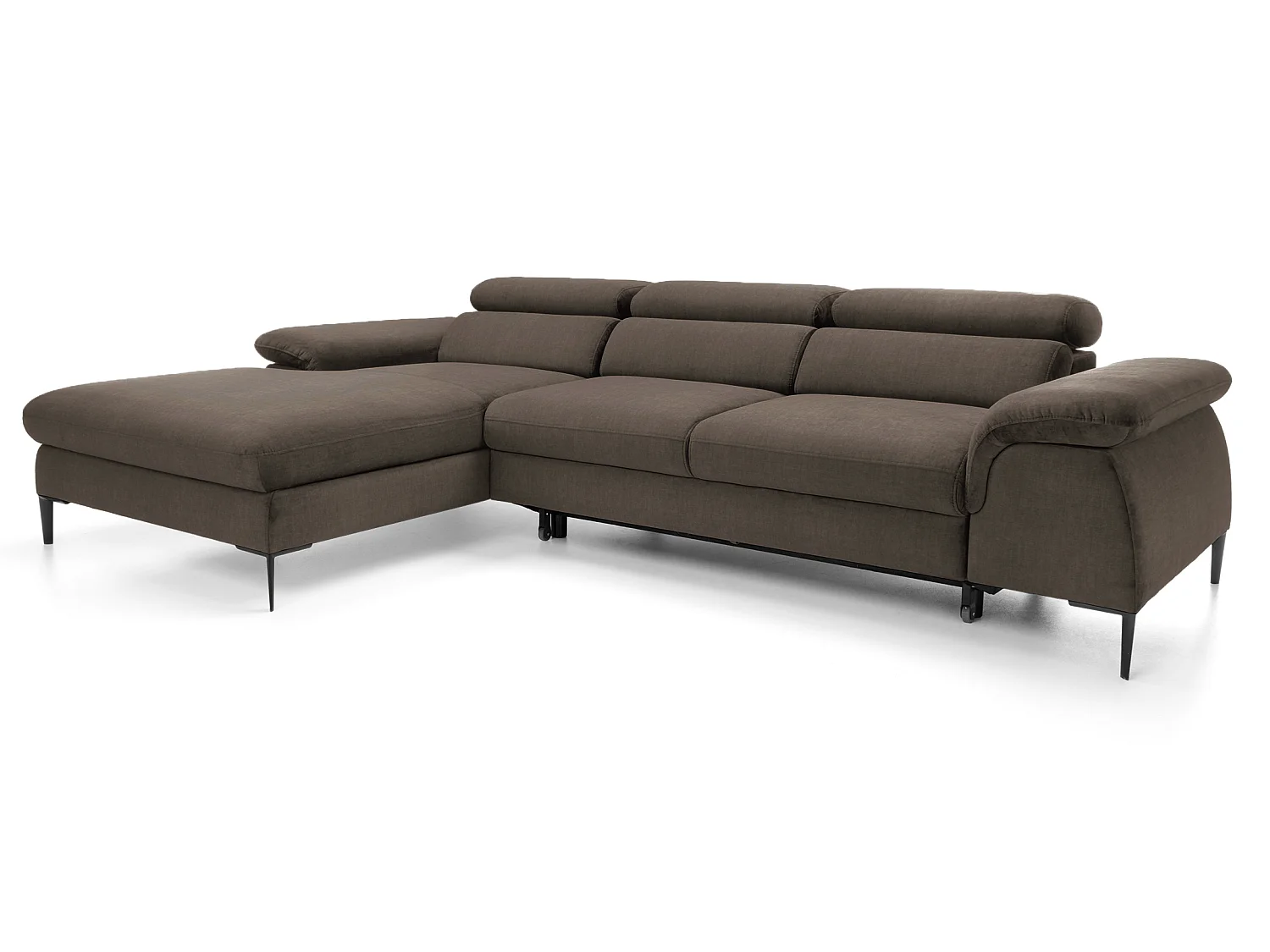 Hoekbank 290 cm Amaro M, verstelbare hoofdsteunen, slaapfunctie en opbergruimte, links, Bruin