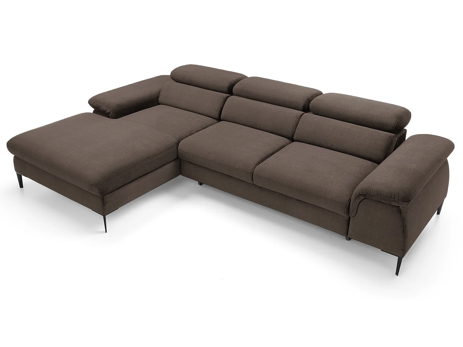Hoekbank 290 cm Amaro M, verstelbare hoofdsteunen, slaapfunctie en opbergruimte, links, Bruin