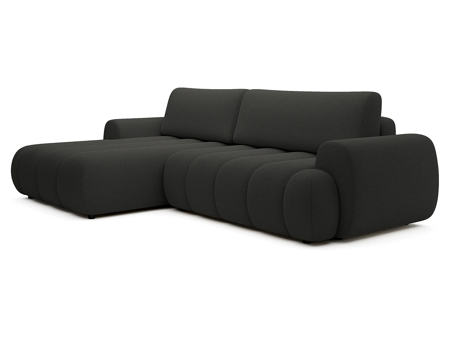 Hoekbank 270 cm Puro, modern design, slaapfunctie en opbergruimte, 5-zits, linkerhoek, Donkergrijs