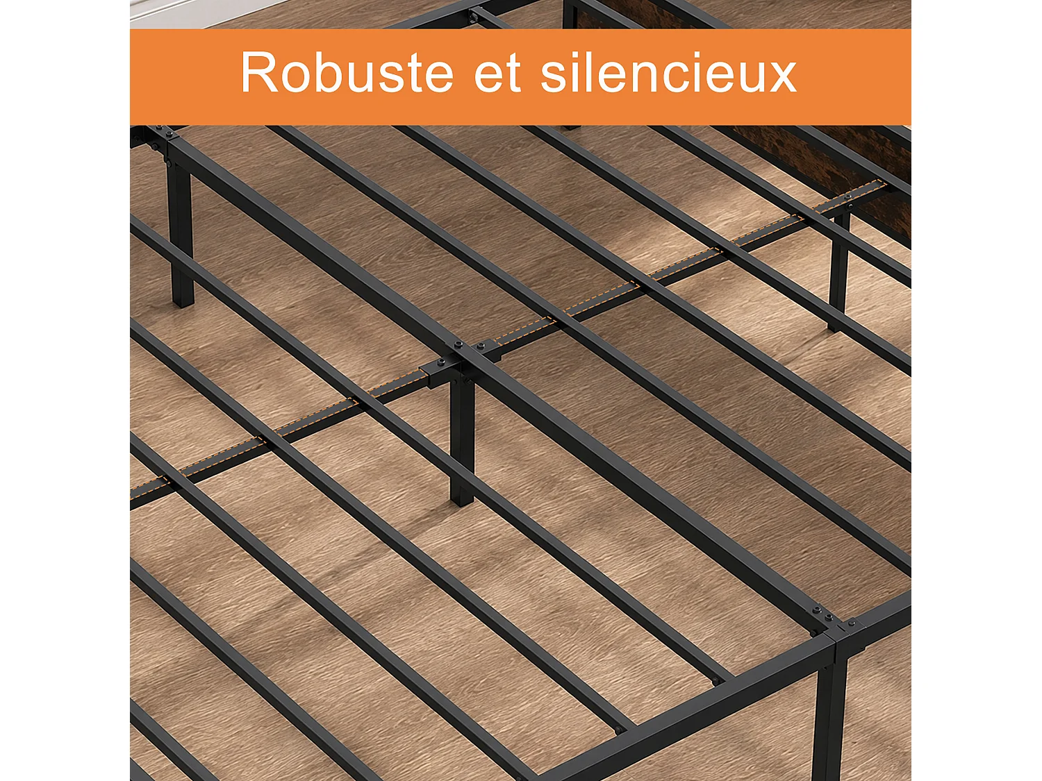 Lit double 140x200cm structure moderne, tête de lit rembourrée RGB-LED ports USB,Lin/gris
