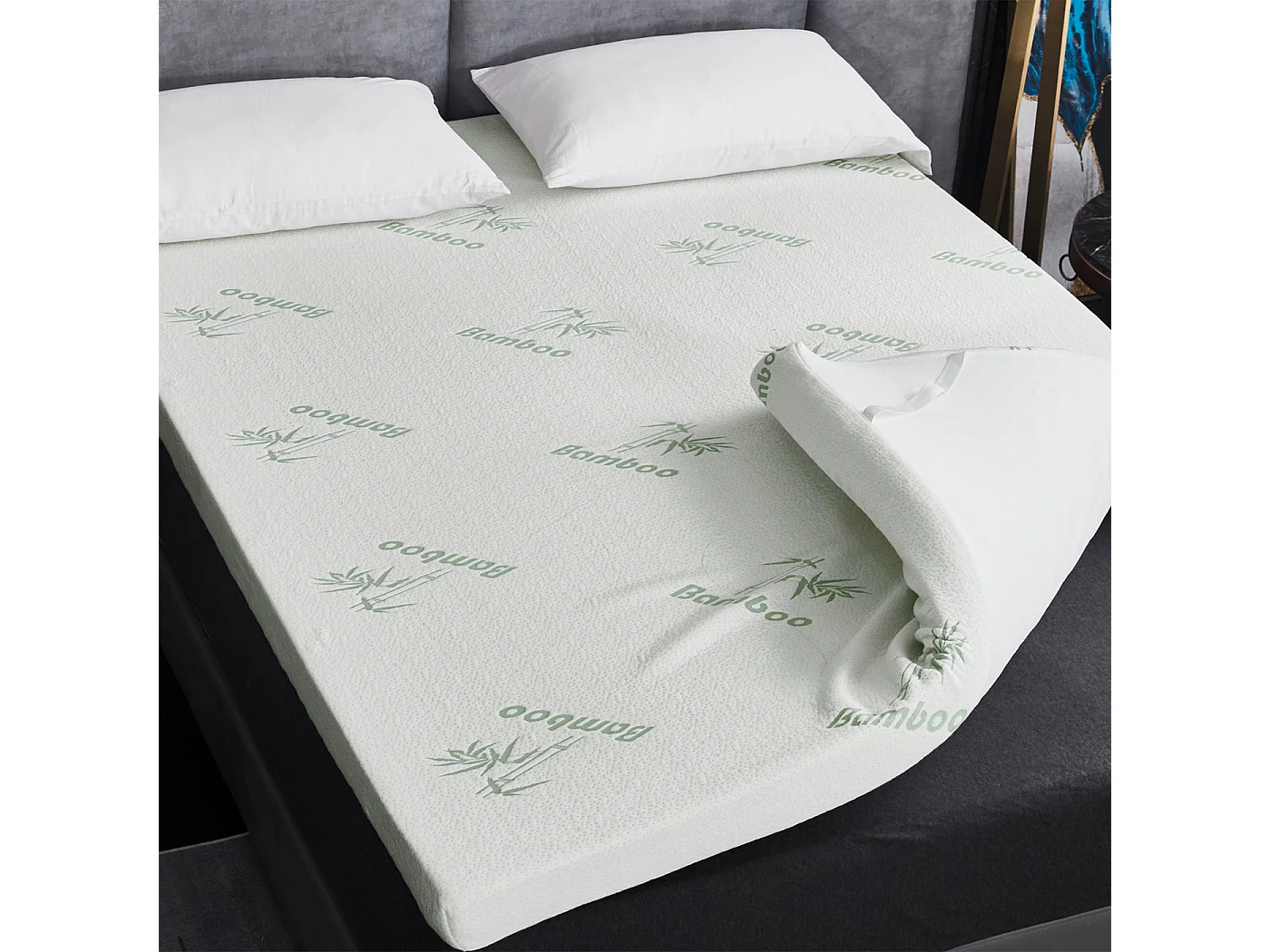 2 Inch Super Soft Bamboo Memory Foam Mattress Topper - King