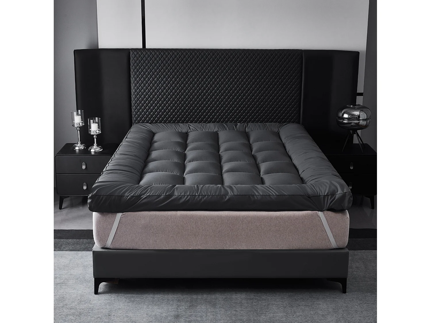 Grey 4 Inch Thick Super Soft Mattress Topper - Small double