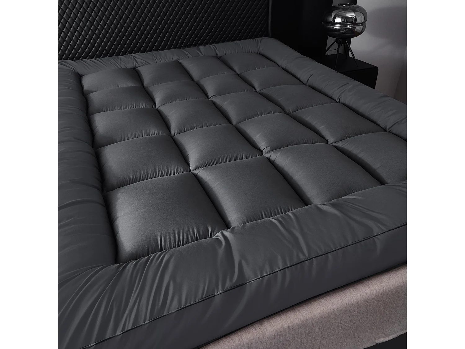 Grey 4 Inch Thick Super Soft Mattress Topper - Small double