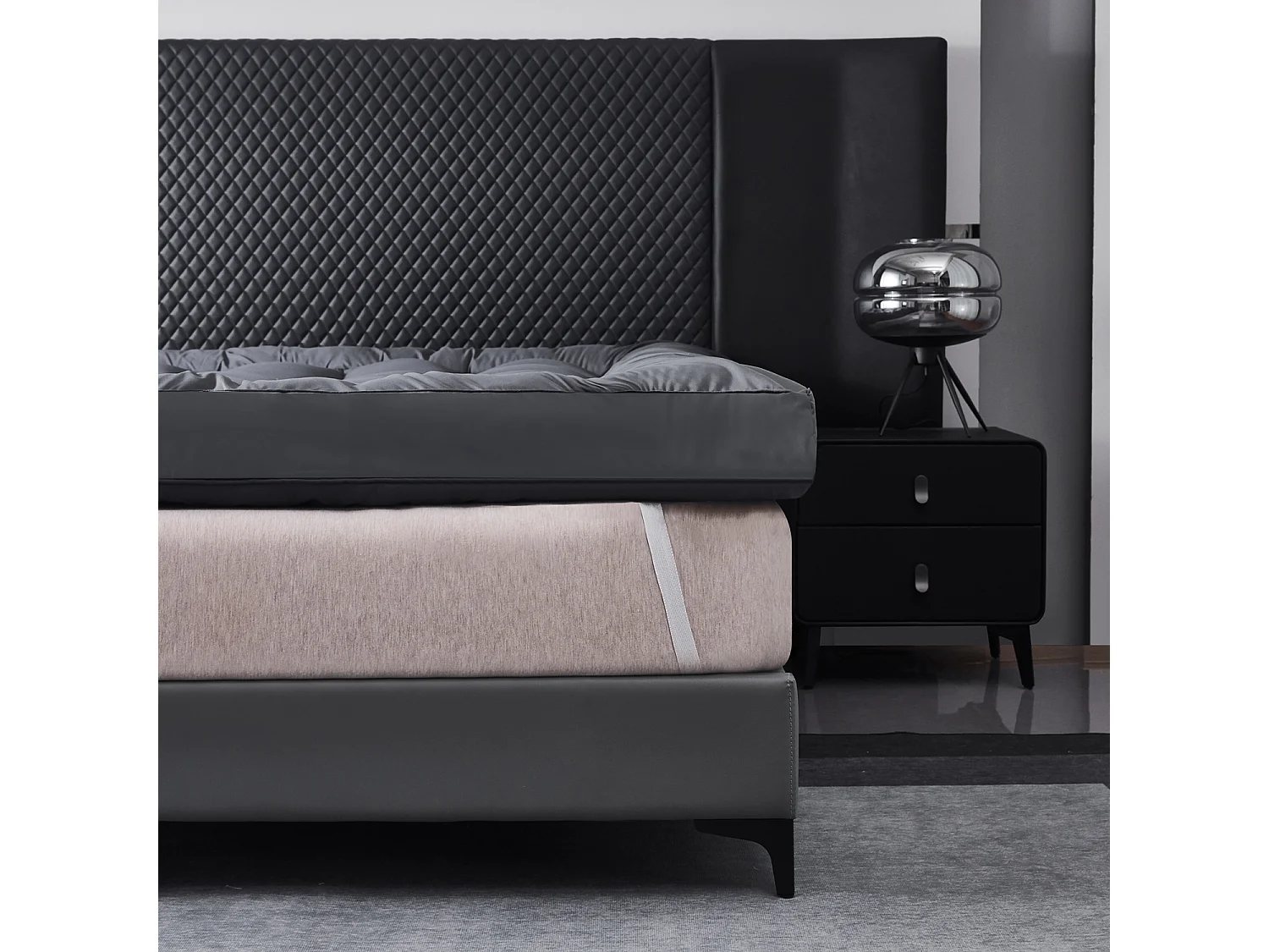Grey 4 Inch Thick Super Soft Mattress Topper - Small double