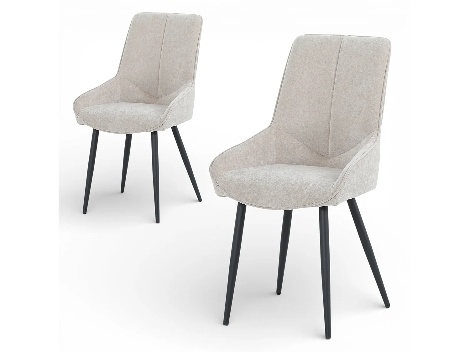 Lot de 2 chaises tissu beige pieds métal - BJORN