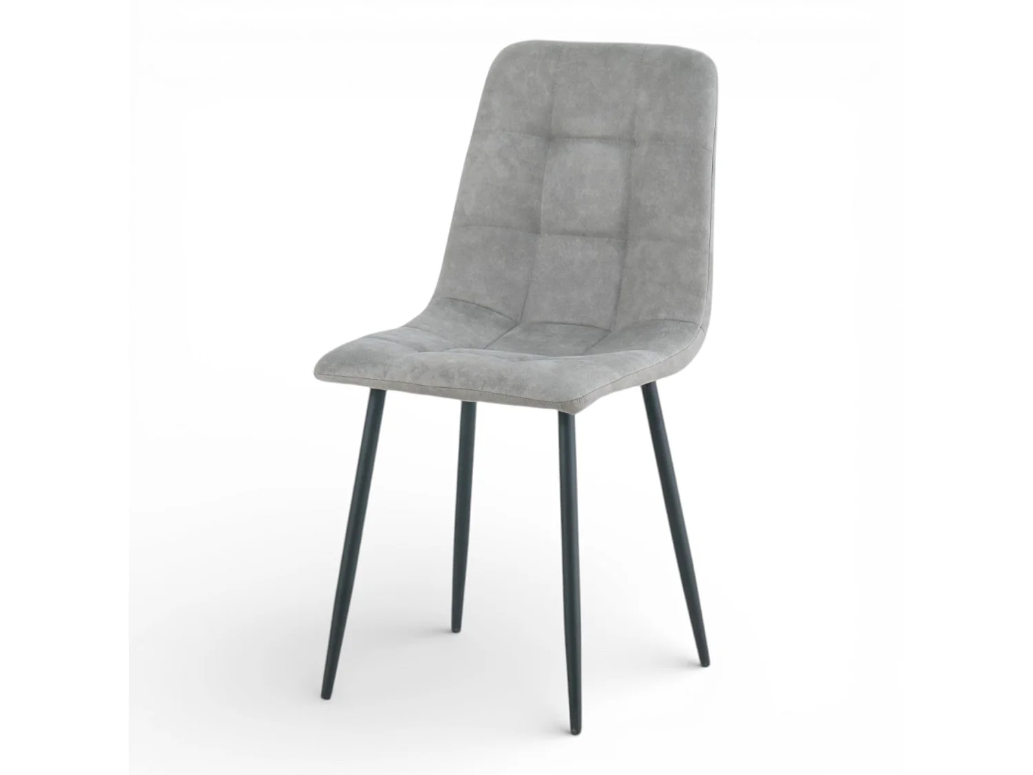 Lot de 4 chaises tissu gris cowboy pieds métal noir - CLEO