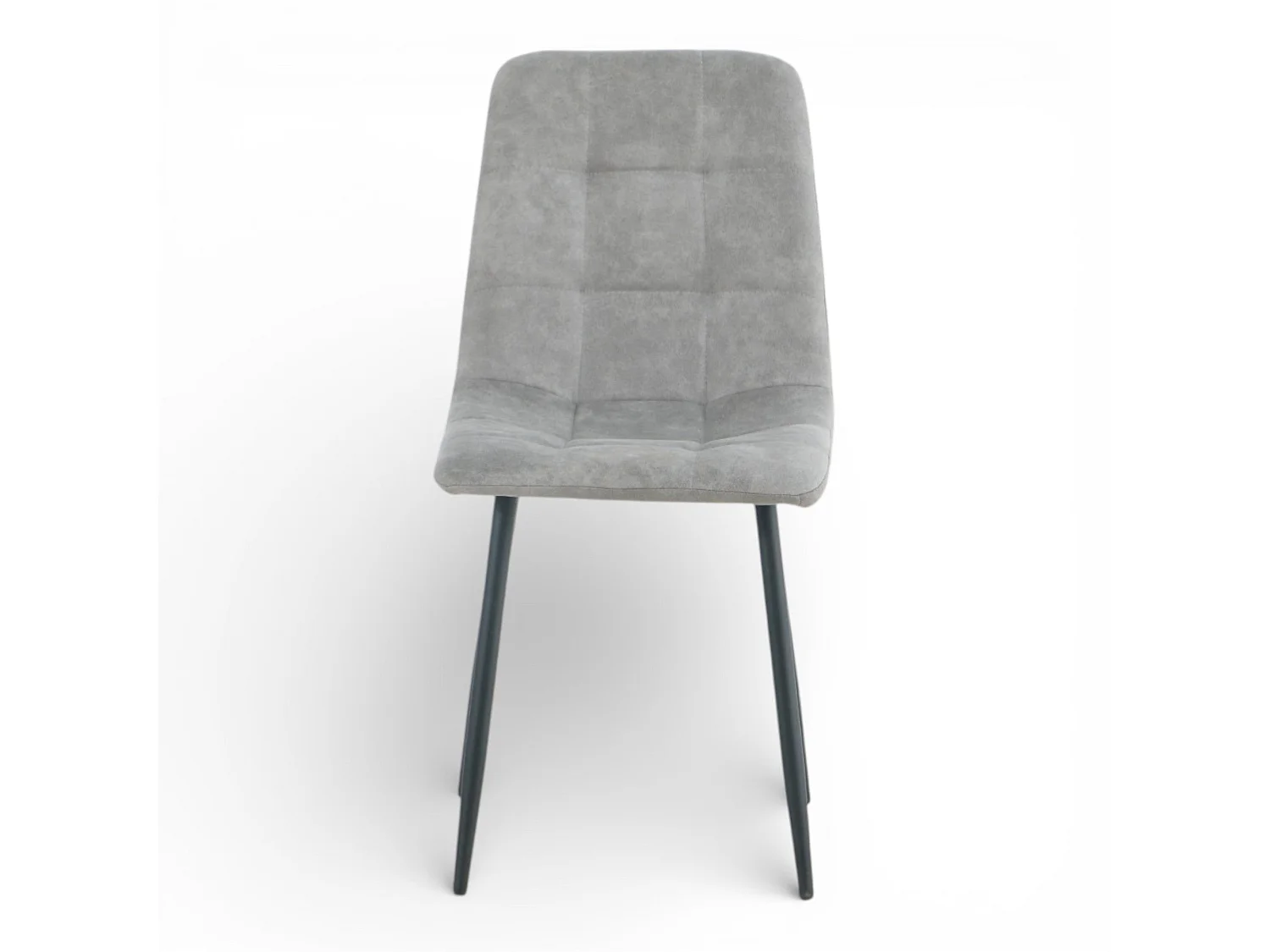 Lot de 4 chaises tissu gris cowboy pieds métal noir - CLEO