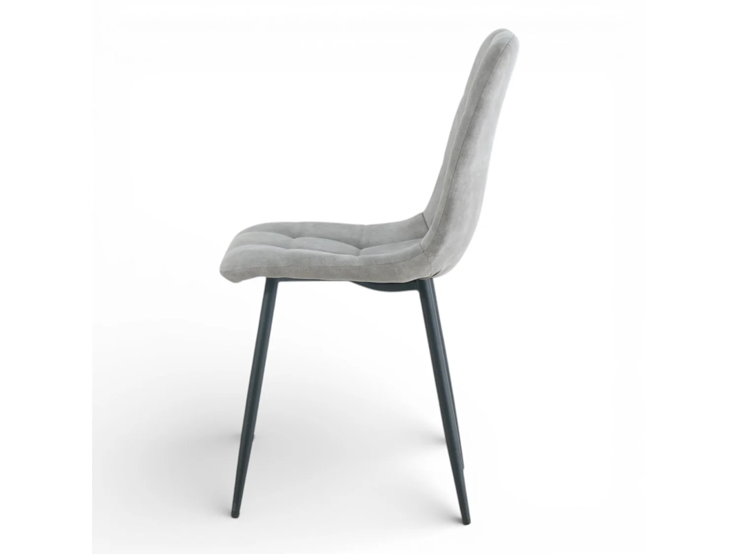 Lot de 4 chaises tissu gris cowboy pieds métal noir - CLEO