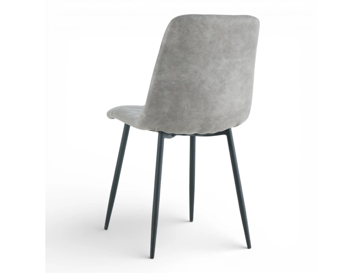 Lot de 4 chaises tissu gris cowboy pieds métal noir - CLEO