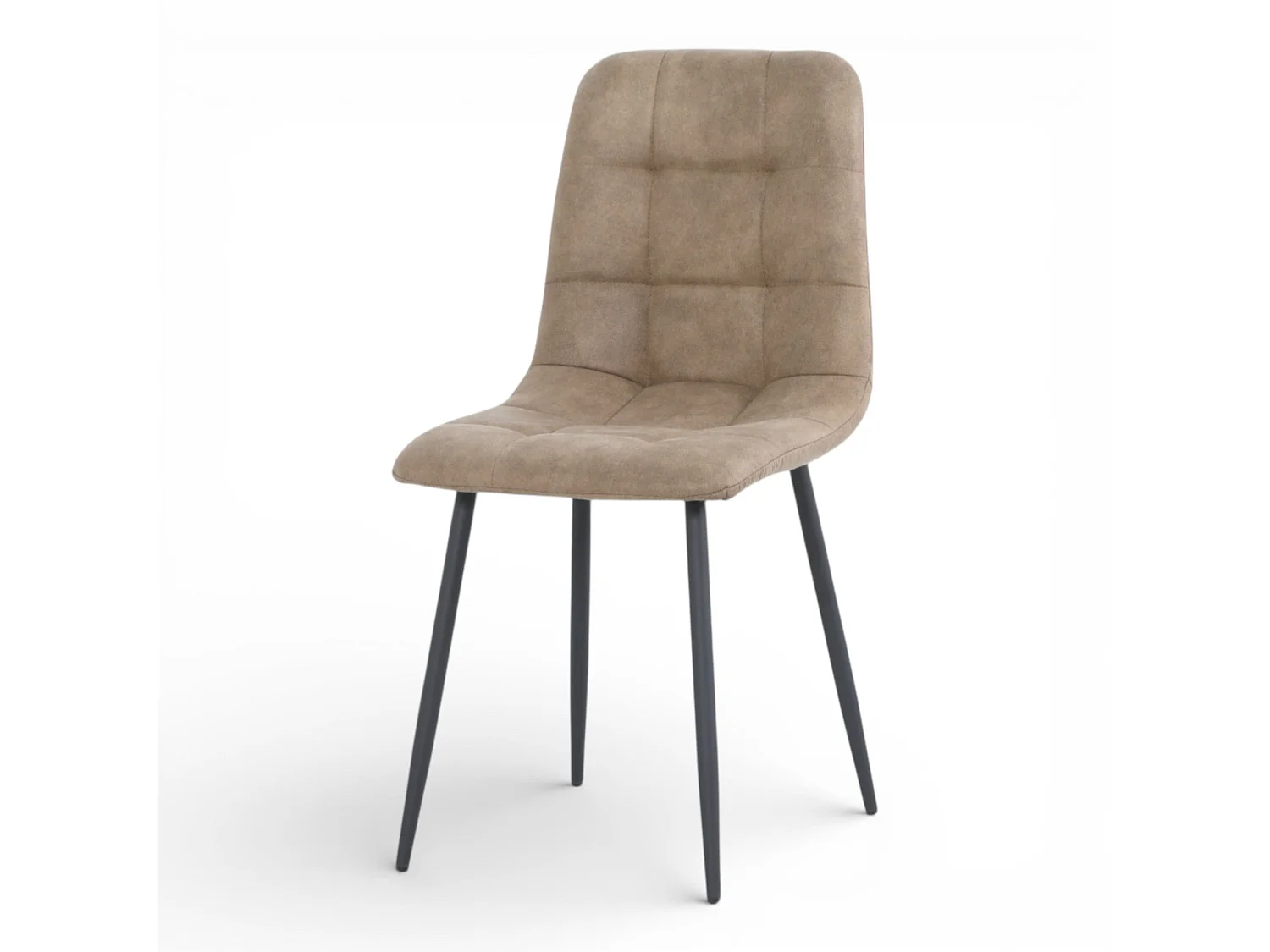 Lot de 4 chaises tissu beige cowboy pieds métal noir - CLEO