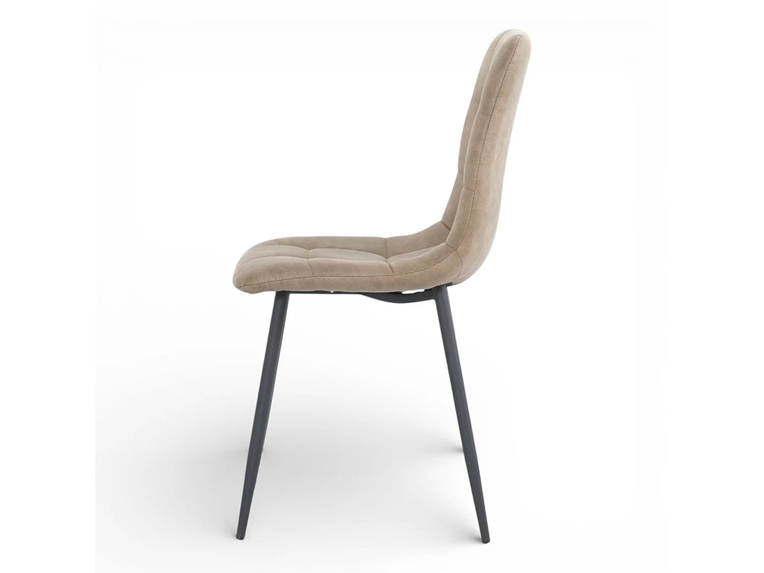 Lot de 4 chaises tissu beige cowboy pieds métal noir - CLEO