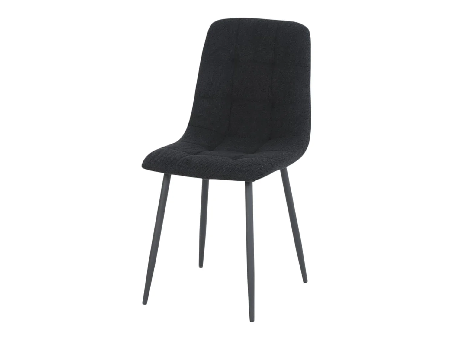 Lot de 4 chaises tissu noir pieds métal noir - CLEO