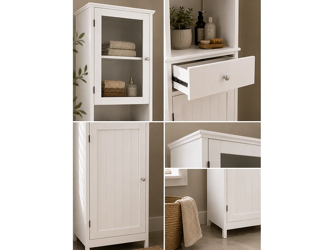 Colonne de salle de bain en MDF blanc 180 x 37 x 30 cm