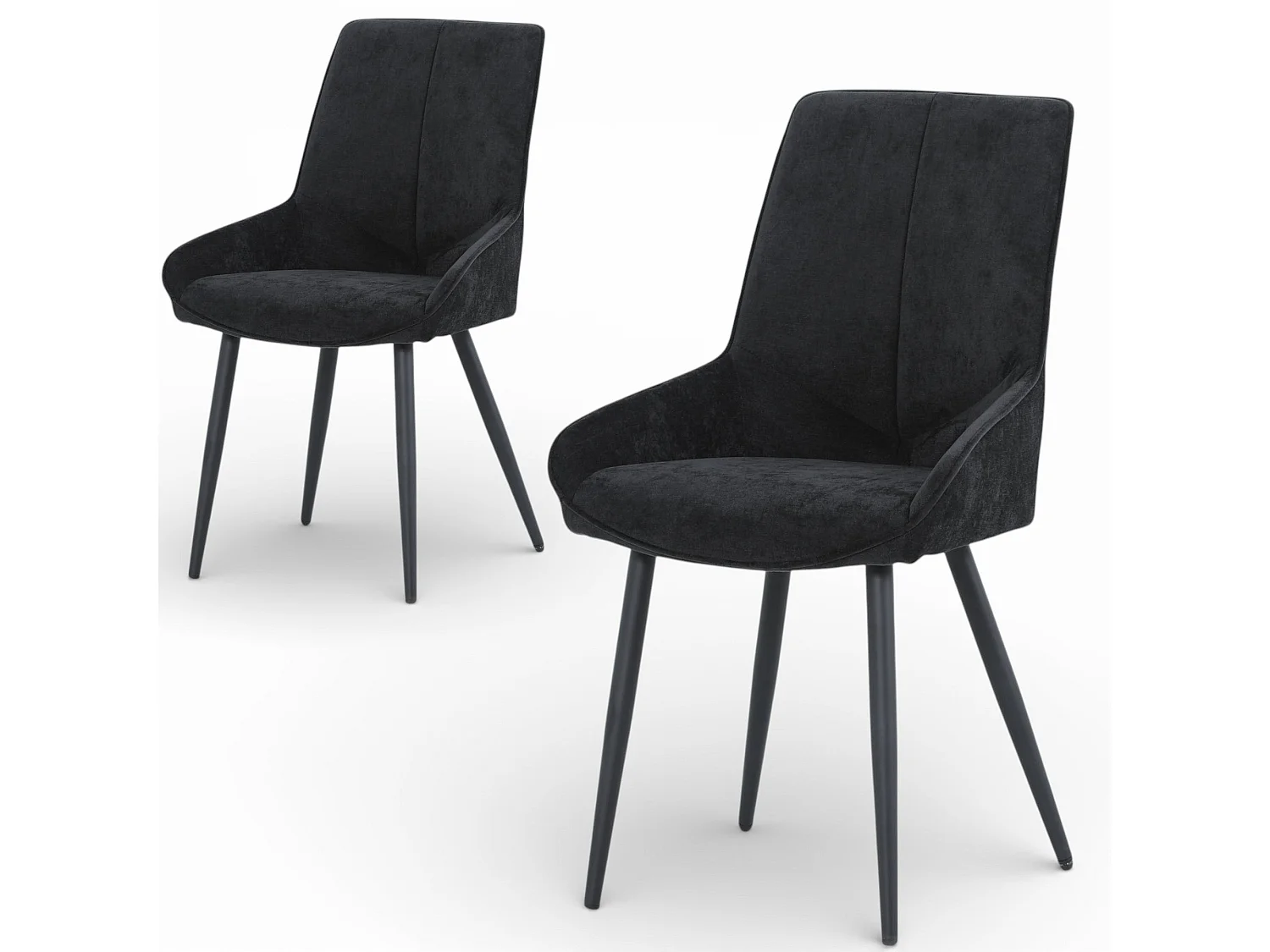Lot de 2 chaises tissu noir pieds métal - BJORN