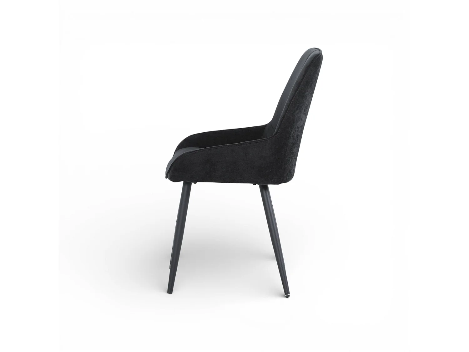 Lot de 2 chaises tissu noir pieds métal - BJORN