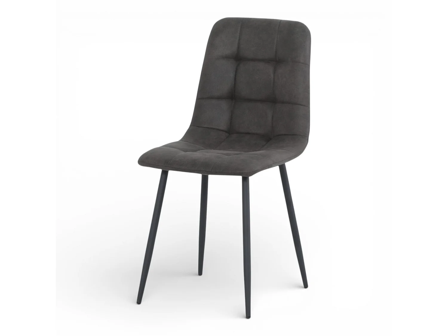 Lot de 4 chaises tissu anthracite cowboy pieds métal noir - CLEO