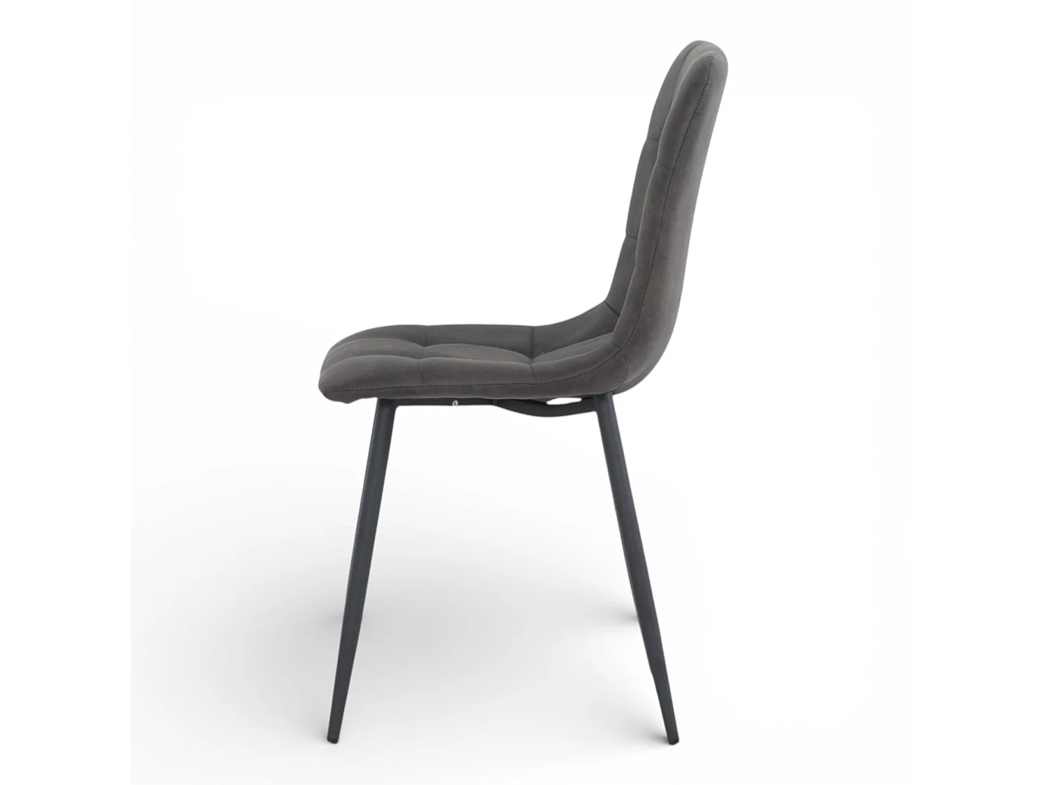 Lot de 4 chaises tissu anthracite cowboy pieds métal noir - CLEO