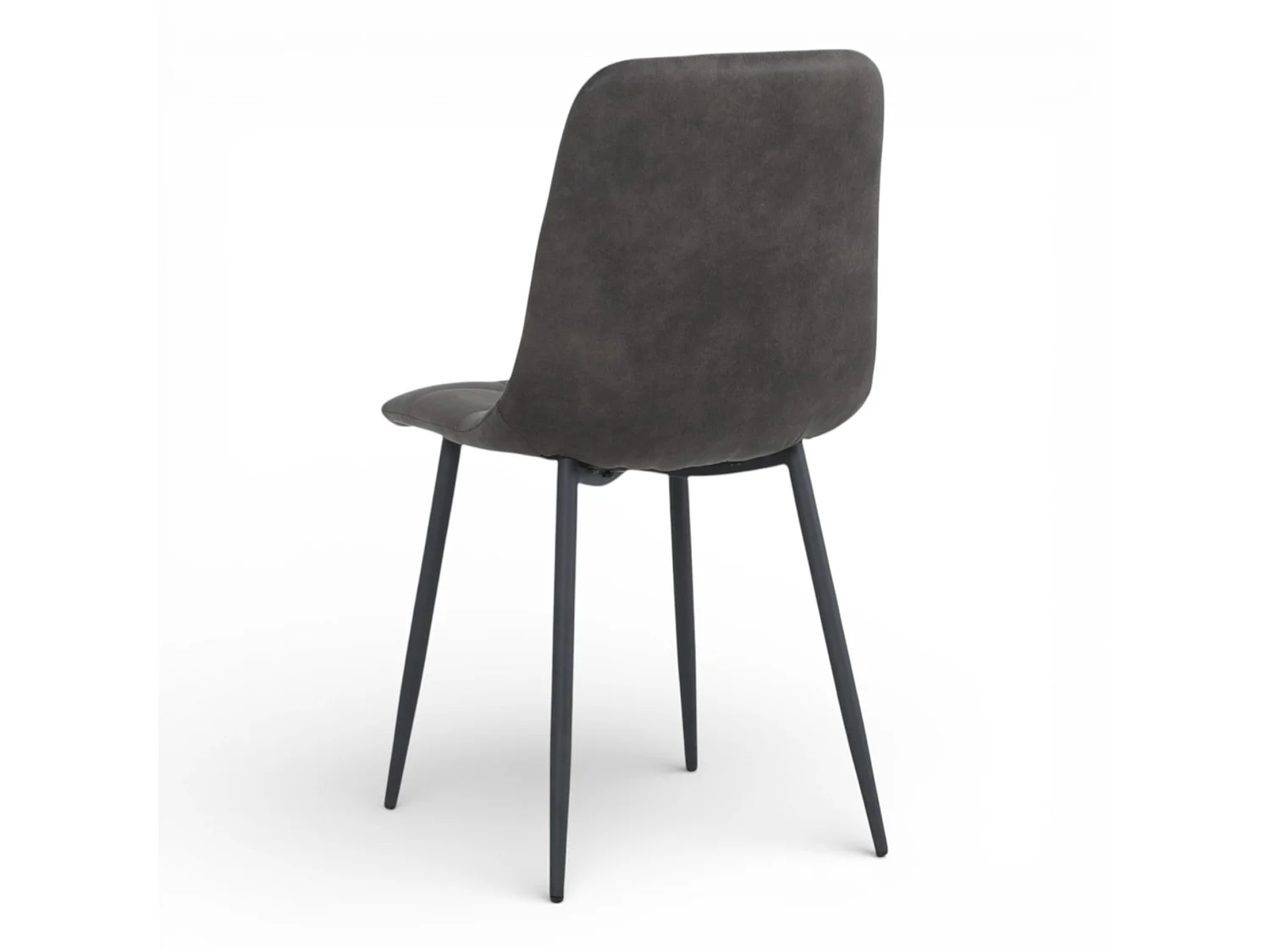 Lot de 4 chaises tissu anthracite cowboy pieds métal noir - CLEO