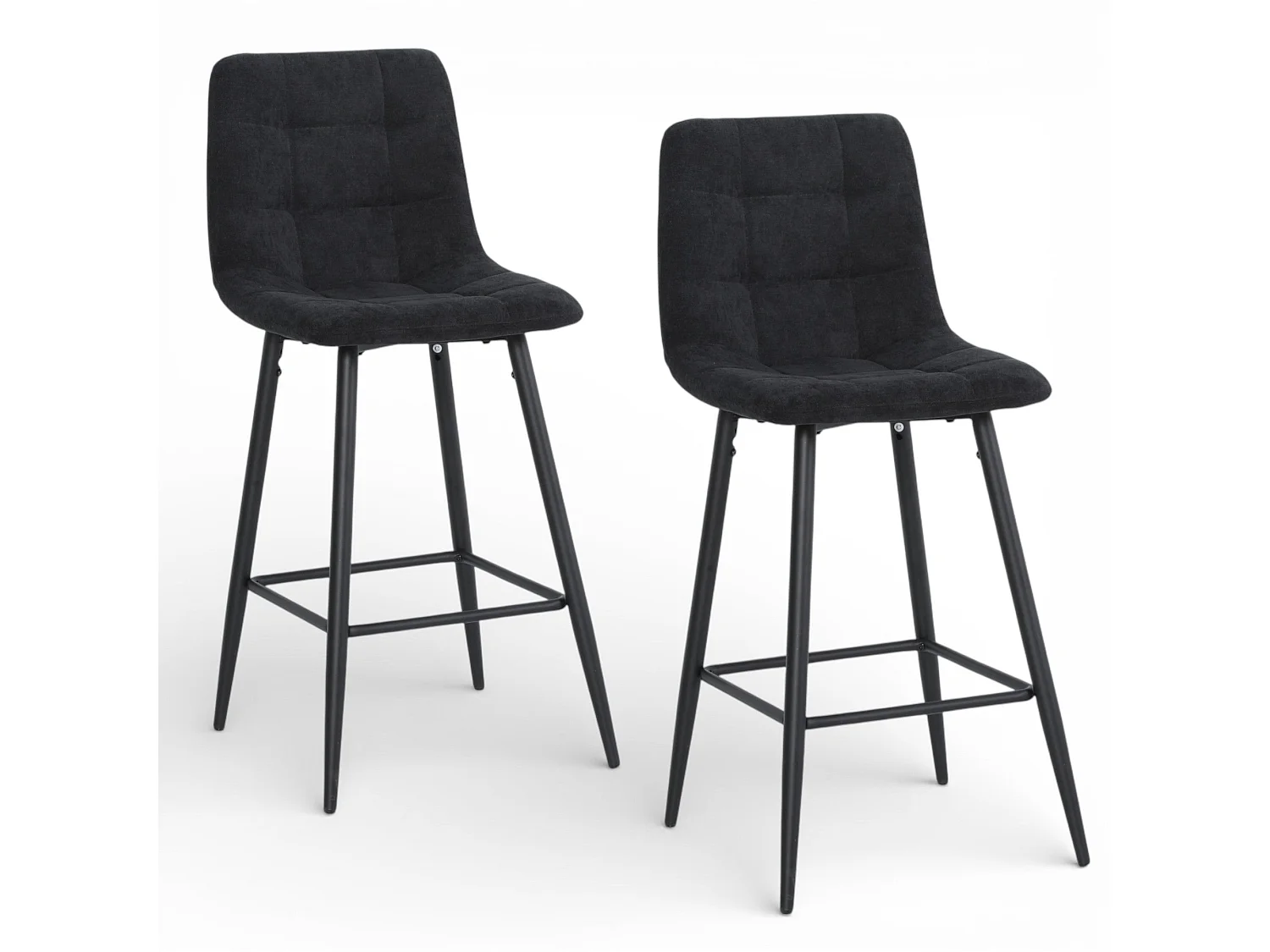 Lot de 2 chaises hautes / tabourets H65 cm tissu NOIR - MALOY