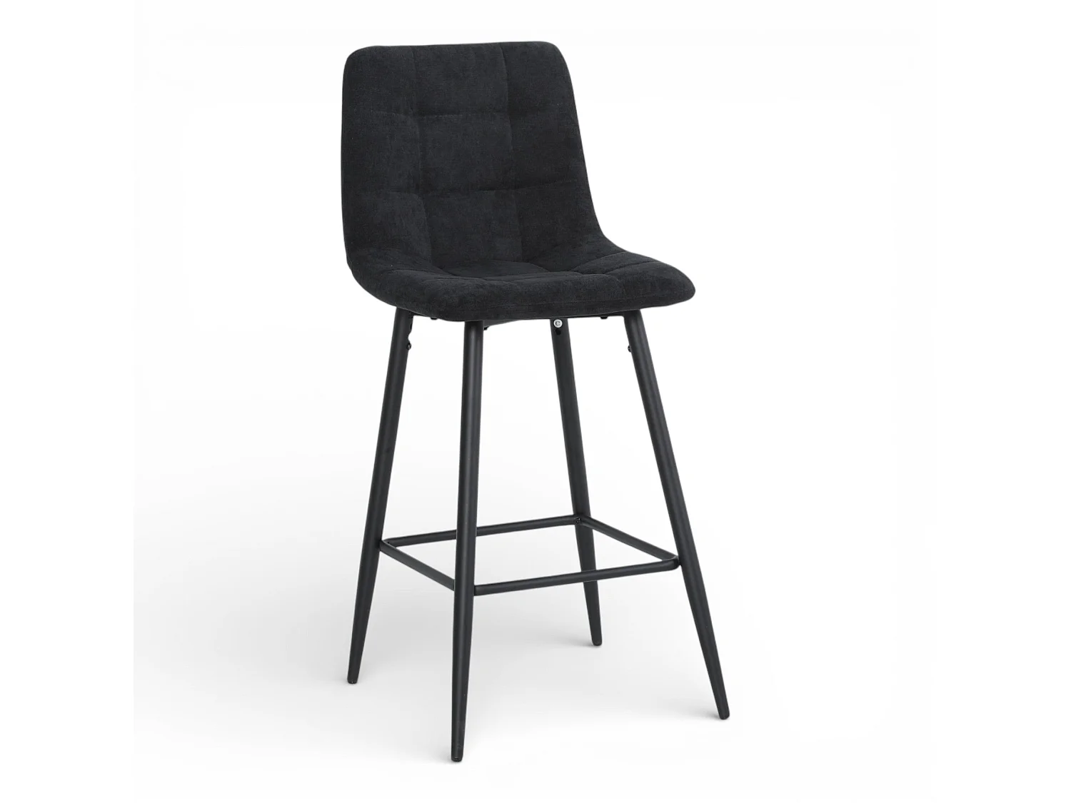 Lot de 2 chaises hautes / tabourets H65 cm tissu NOIR - MALOY