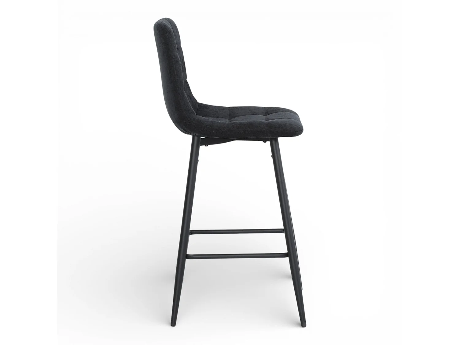 Lot de 2 chaises hautes / tabourets H65 cm tissu NOIR - MALOY