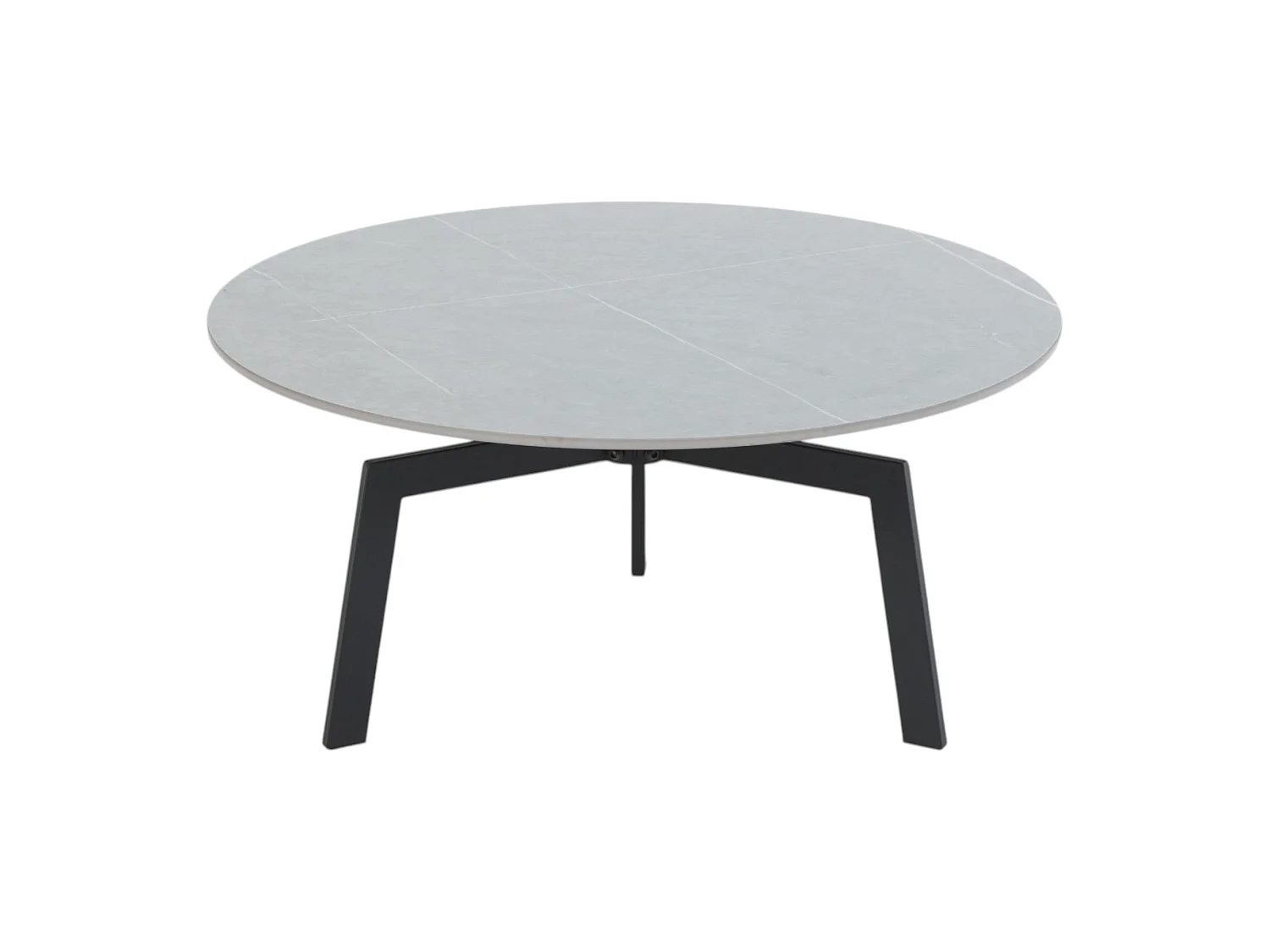 Table basse ronde céramique coloris gris pieds métal noir - LILY