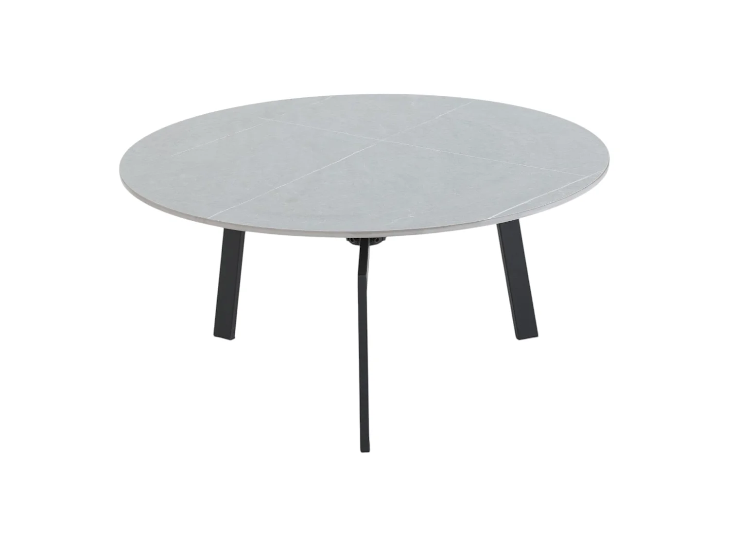 Table basse ronde céramique coloris gris pieds métal noir - LILY