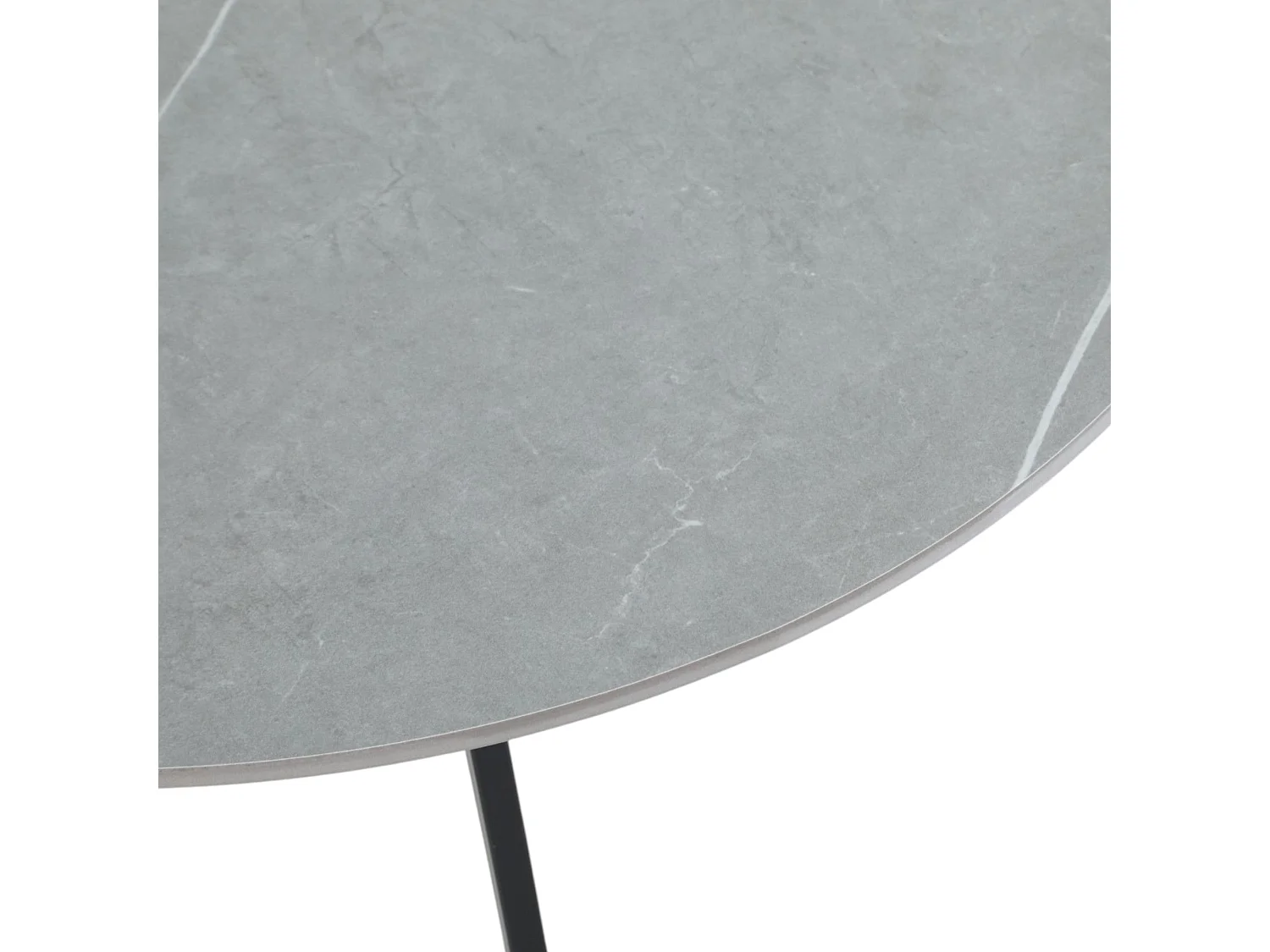 Table basse ronde céramique coloris gris pieds métal noir - LILY