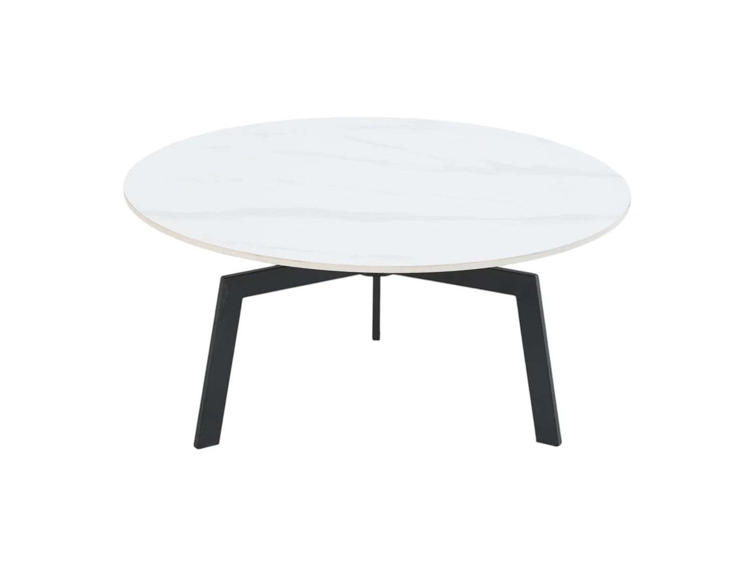 Table basse ronde céramique coloris blanc pieds métal noir - LILY