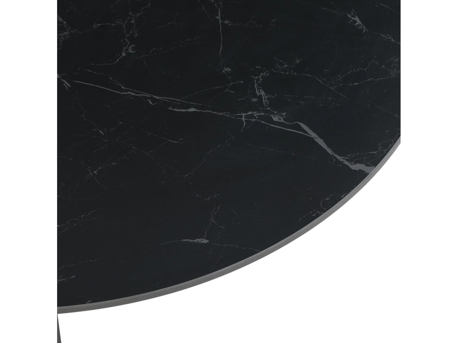 Table basse ronde céramique coloris noir pieds métal noir - LILY