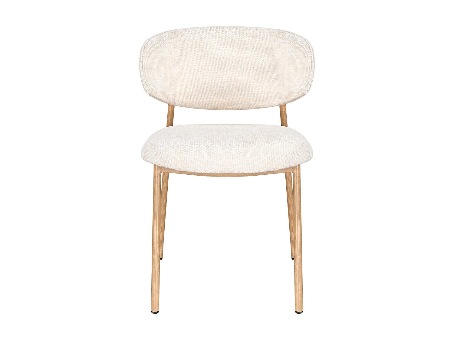 Lot de 6 chaises en tissu texturé et métal effet bois - Crème et Naturel - NAFISA