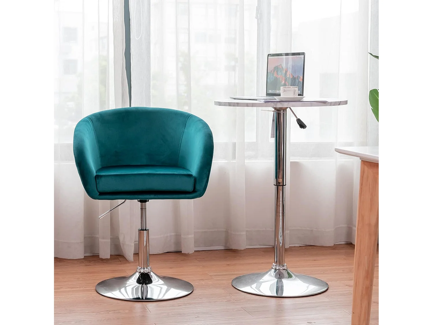 Chaise d'appoint Pivotante en Velours Moderne,Base Galvanisée Charge 125kg (Vert)