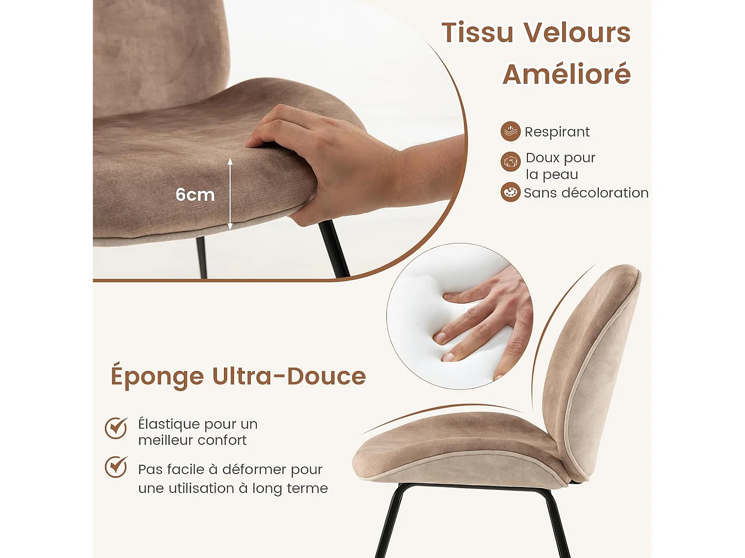 Eetkamerstoelen set van 2, Scandinavische stoel voor salon, keuken en kantoor