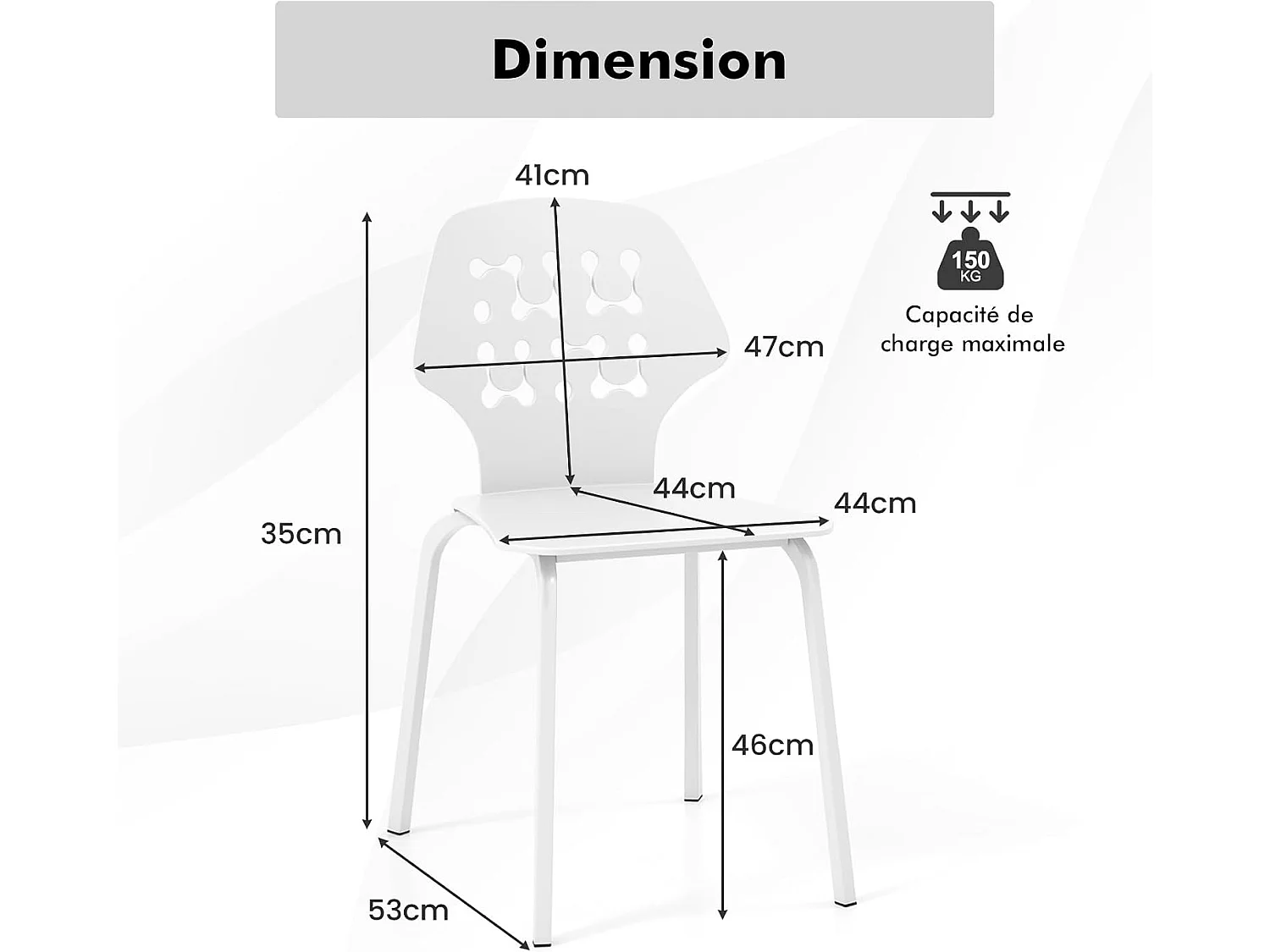 Set van 4 Scandinavische keukenstoelen, PP materiaal met uitgesneden detail