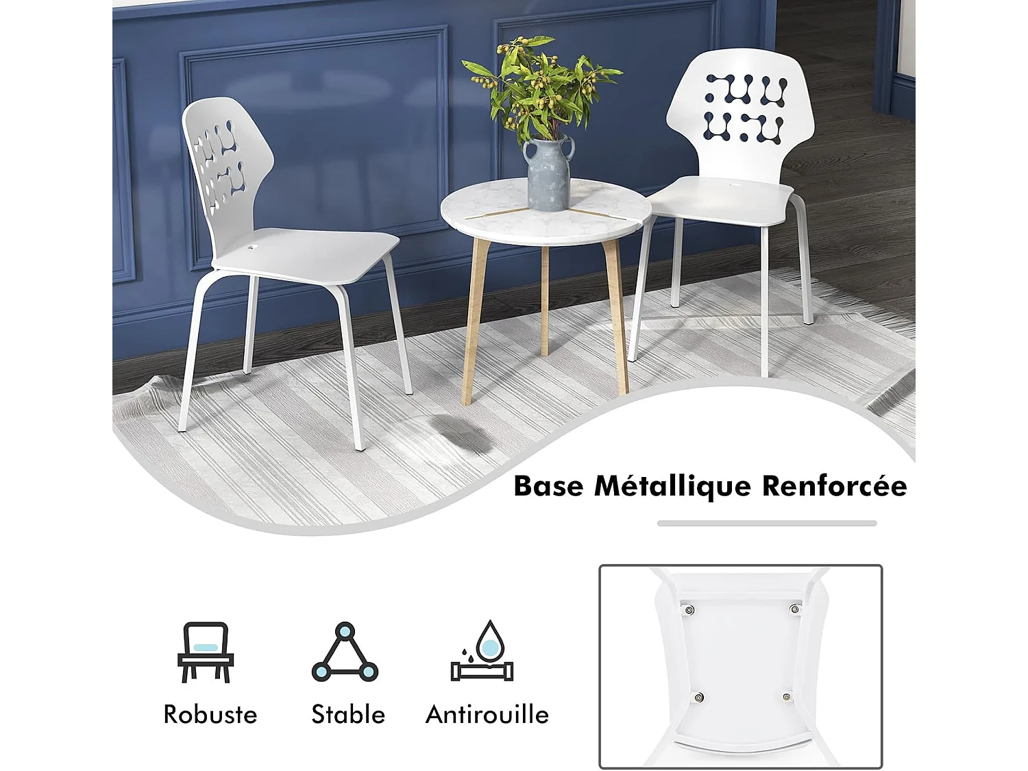 Set van 4 Scandinavische keukenstoelen, PP materiaal met uitgesneden detail