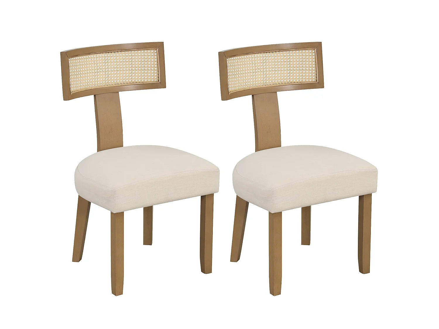Sedia da pranzo imbottita con schienale in rattan