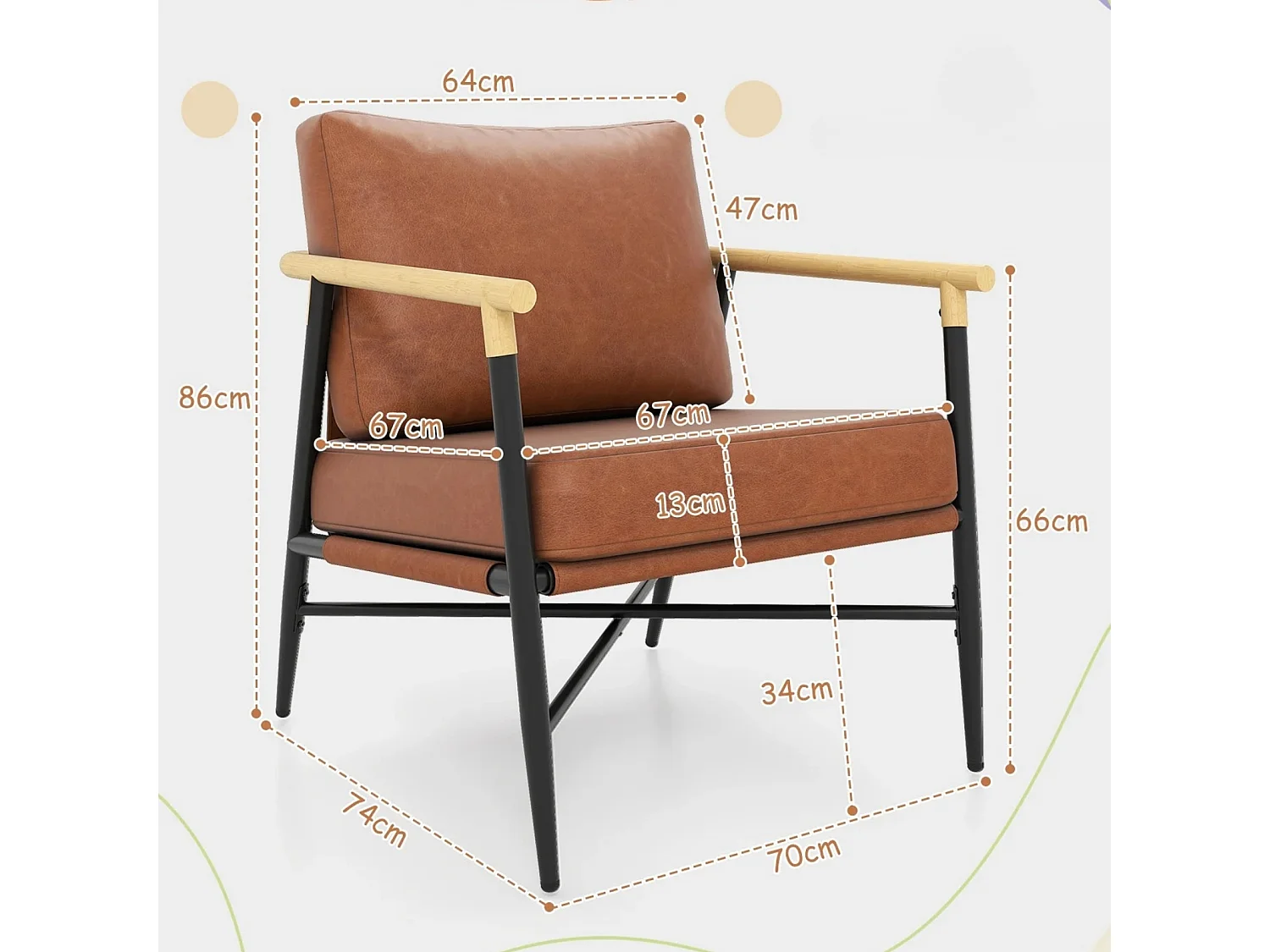 Fauteuil rembourré avec accoudoirs pour le salon Fauteuil de détente
