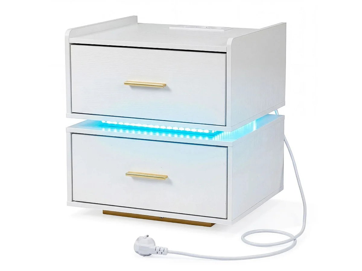 Comodino con illuminazione a LED e base di ricarica Tavolino