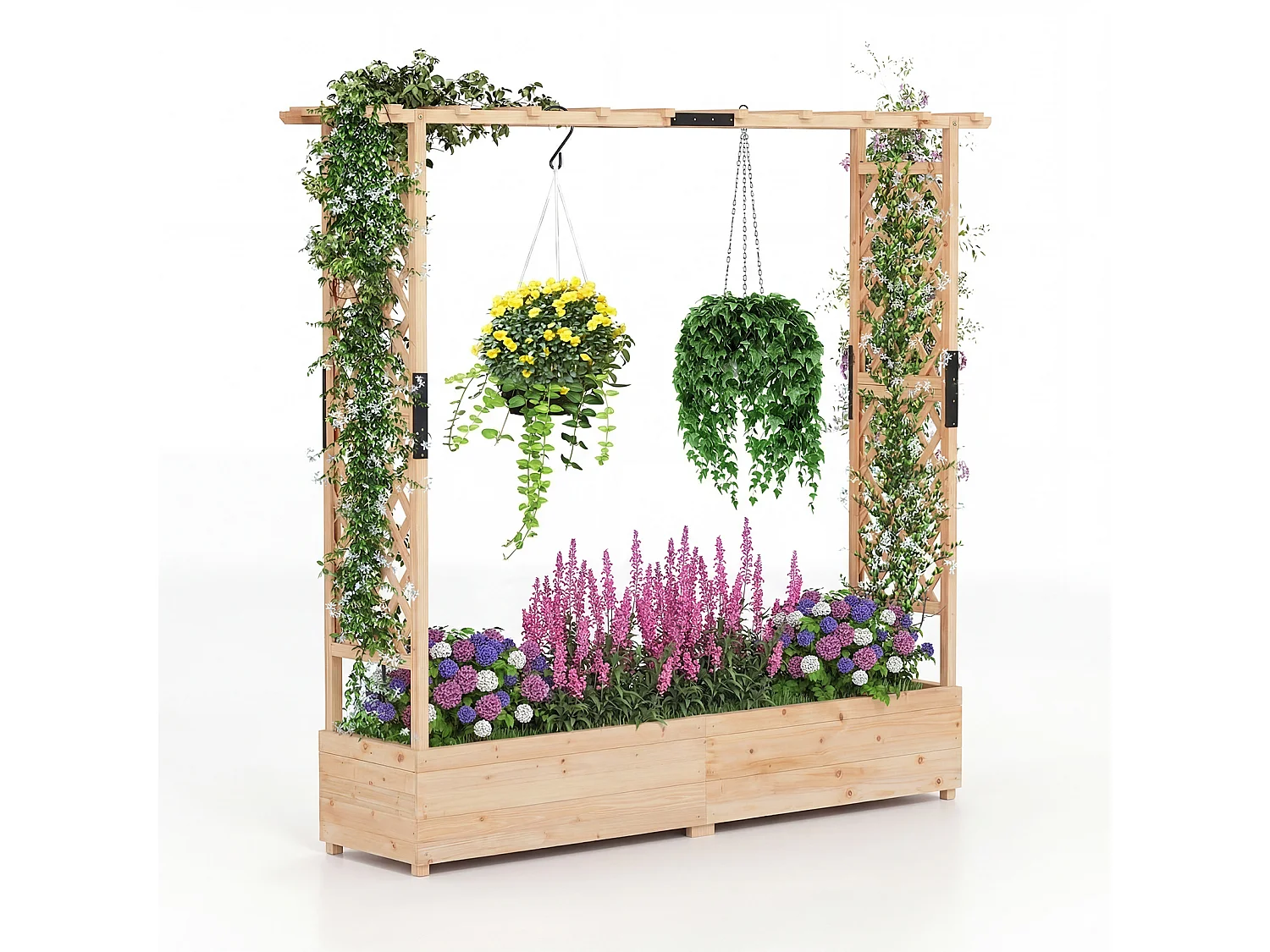 Vaso da giardino con graticci laterali per piante rampicanti