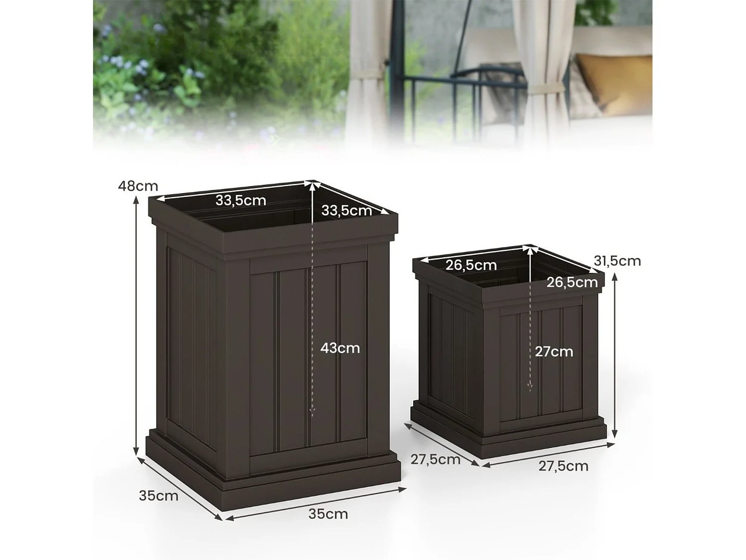 Set di 2 vasi con fori di drenaggio