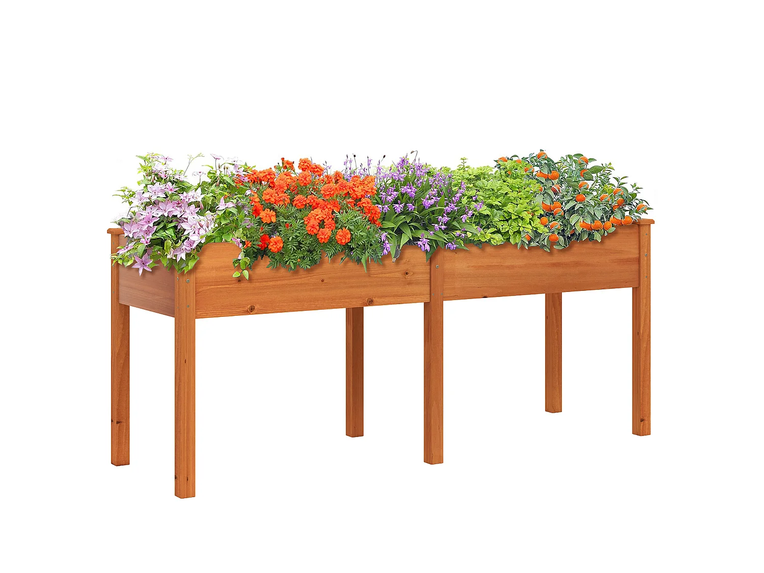 Vaso da fiori in legno con divisorio 185 x 58 x 77 cm