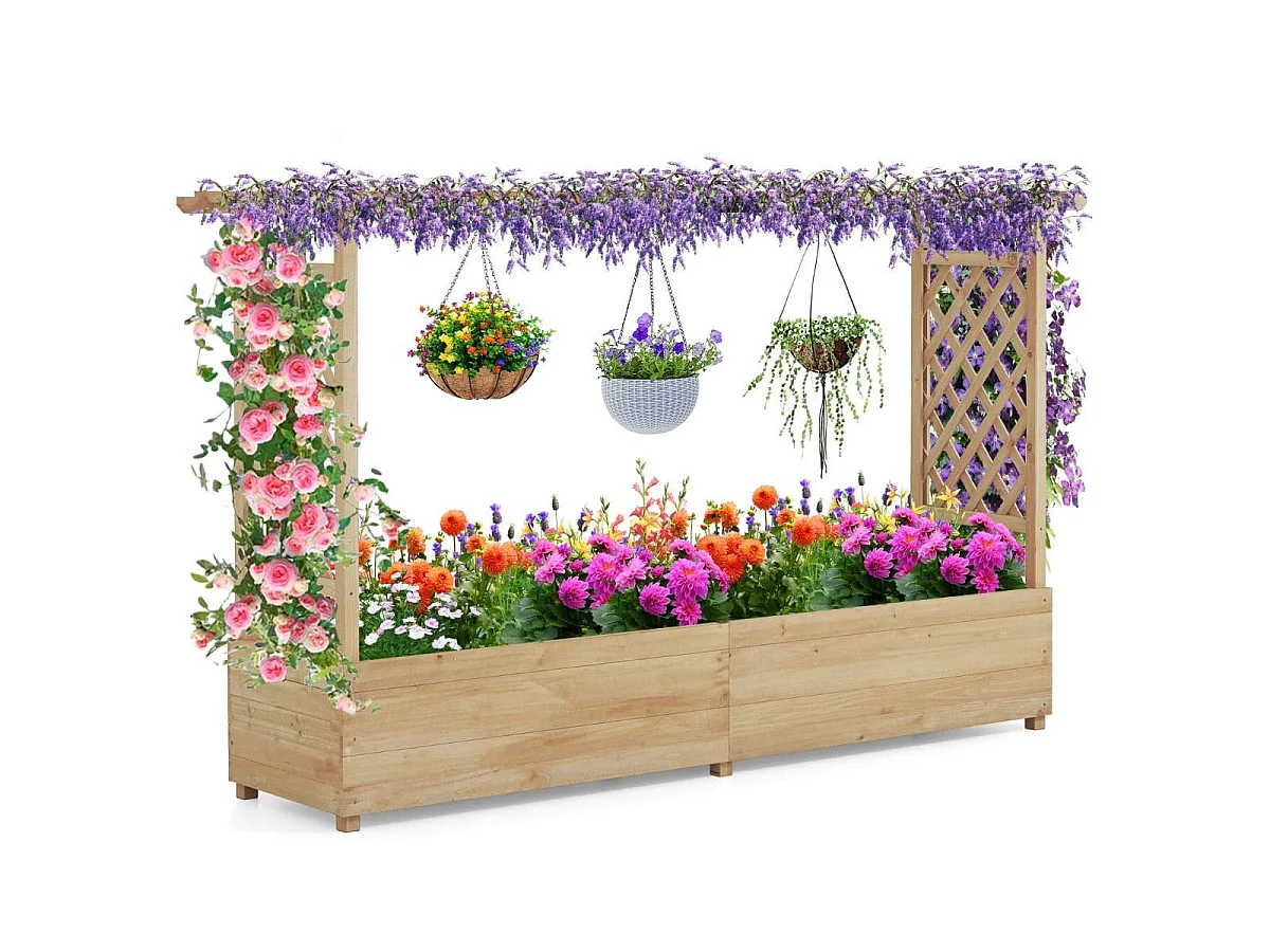 Doppia cassetta da giardino, fioriera con pergola, aiuola