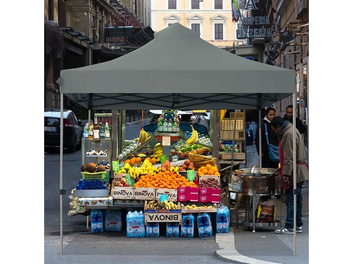 gazebo pieghevole 3 x 3 m gazebo impermeabile stabile invernale per feste con borsa di trasporto su ruote grigio
