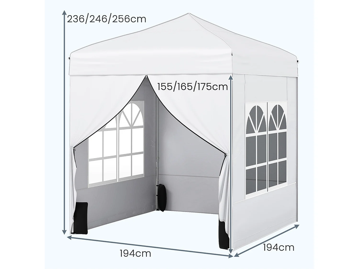 Gazebo da giardino con pareti rimovibili 200 x 200 cm