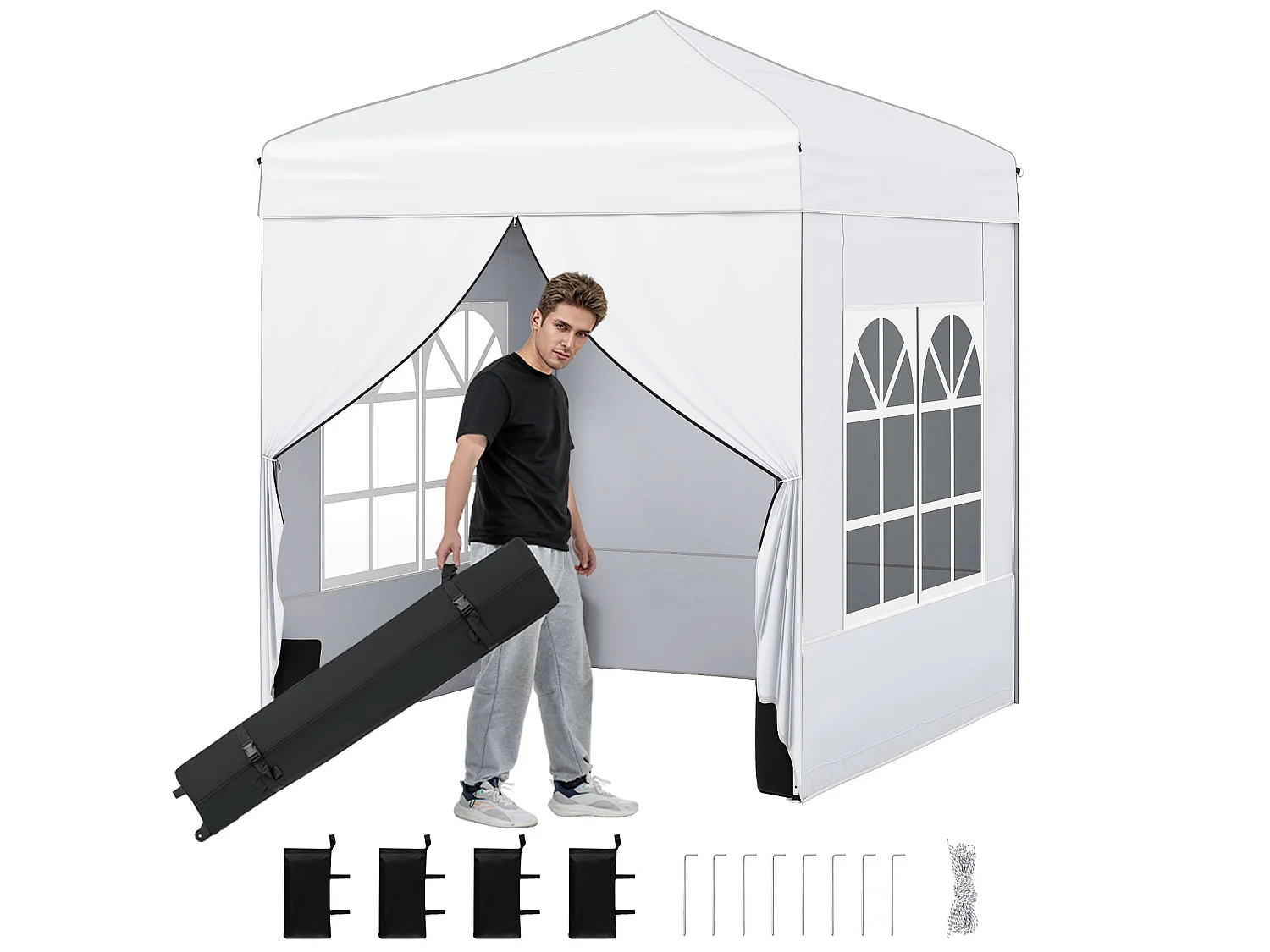 Gazebo da giardino con pareti rimovibili 200 x 200 cm