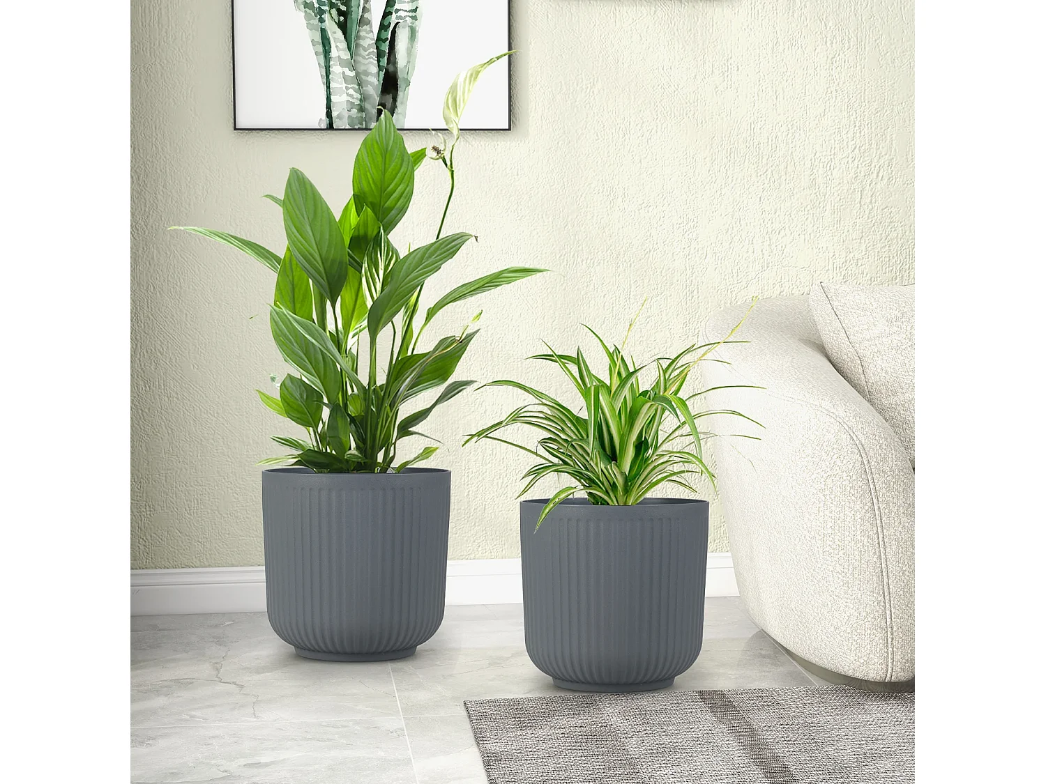 Set di vasi con foro di drenaggio - Vasi decorativi, 2 pezzi
