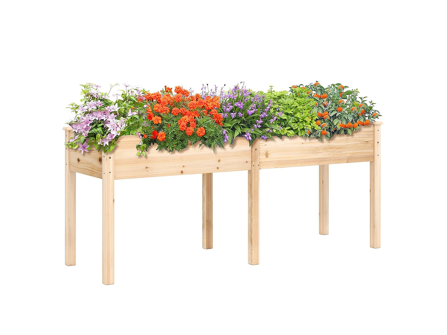 Vaso da fiori in legno con divisorio 185 x 58 x 77 cm