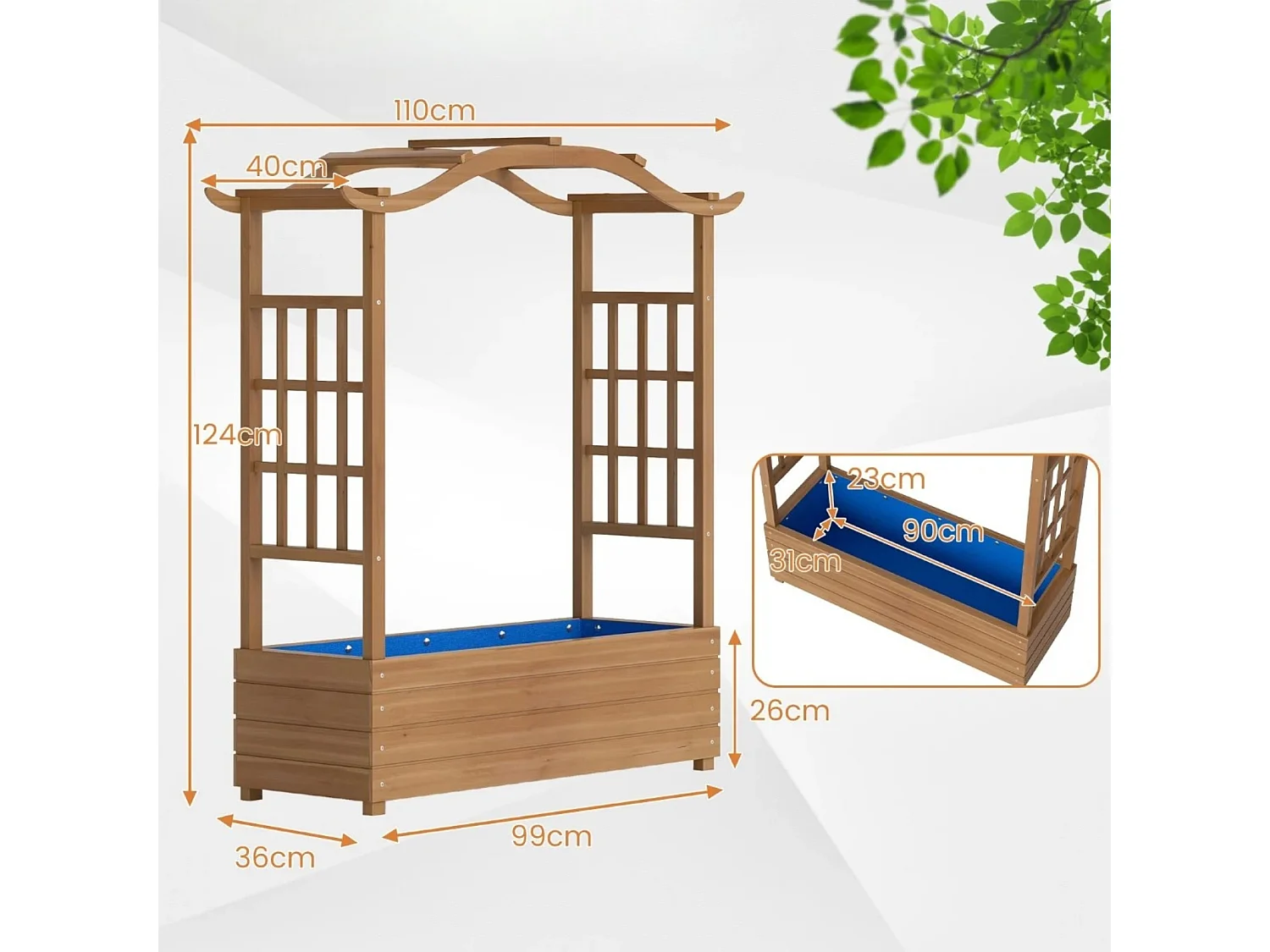 Vasi da fiori con griglie laterali Pergola da giardino
